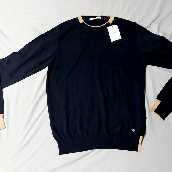 Manuel Ritz navy Sweater with Tan Trim - Picture 9 of 9